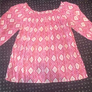 Off-Shoulder Pink Diamond Print Womens Top